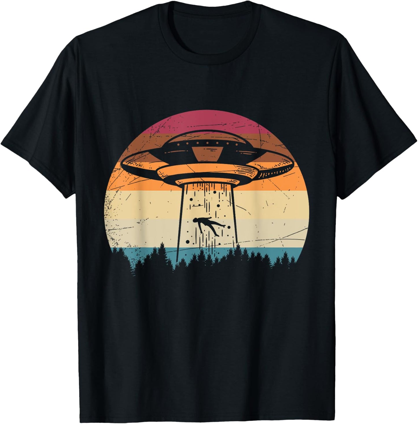 Retro UFO Alien T-Shirt - T-Shirt | Black