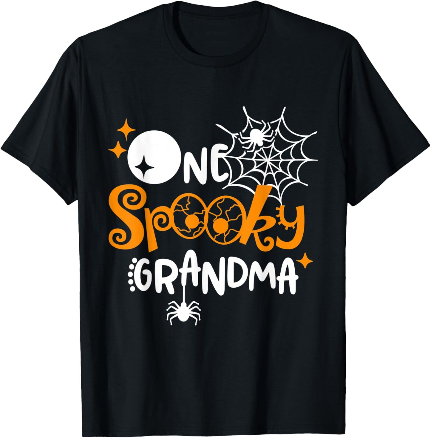 One Spooky Grandma Funny Halloween Bats Spider Web T-Shirt - T-Shirt | Black