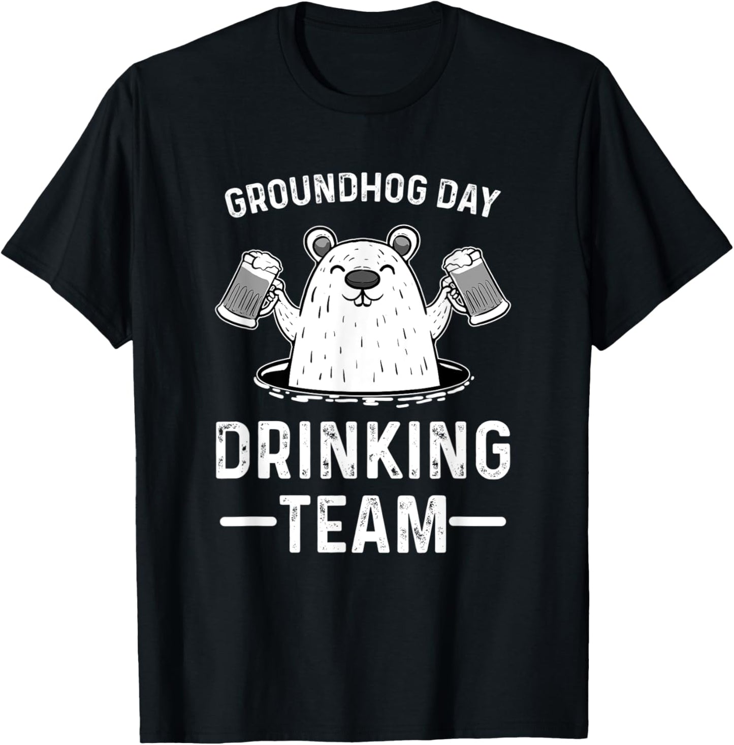 Groundhog Day Drinking Woodchuck February 2 T-Shirt - T-Shirt | Black