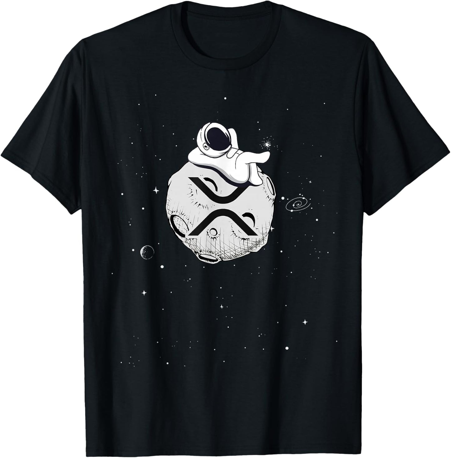 Cryptocurrency Fun Relaxing Space Man On XRP Crypto Moon T-Shirt - T-Shirt | Black
