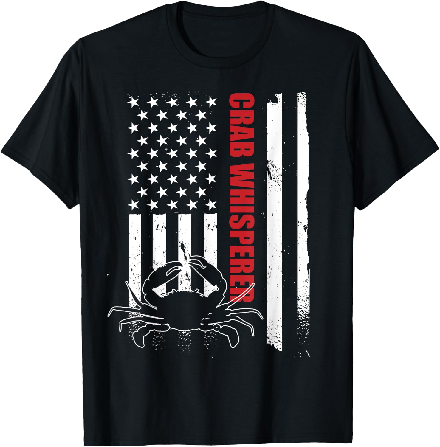 Crab Whisperer American Flag Crab Lover Crab Fishing T-Shirt - T-Shirt | Black