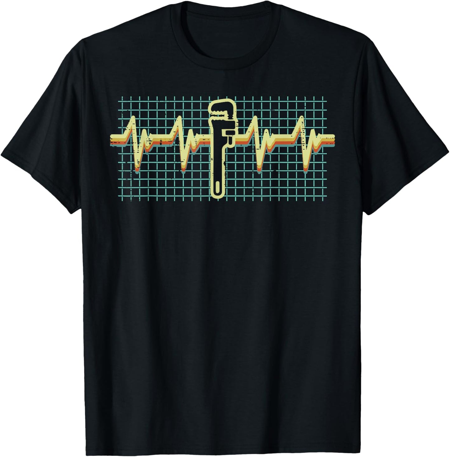 Wrench Heartbeat Retro Funny Car Auto Mechanic Garage Men T-Shirt - T-Shirt | Black