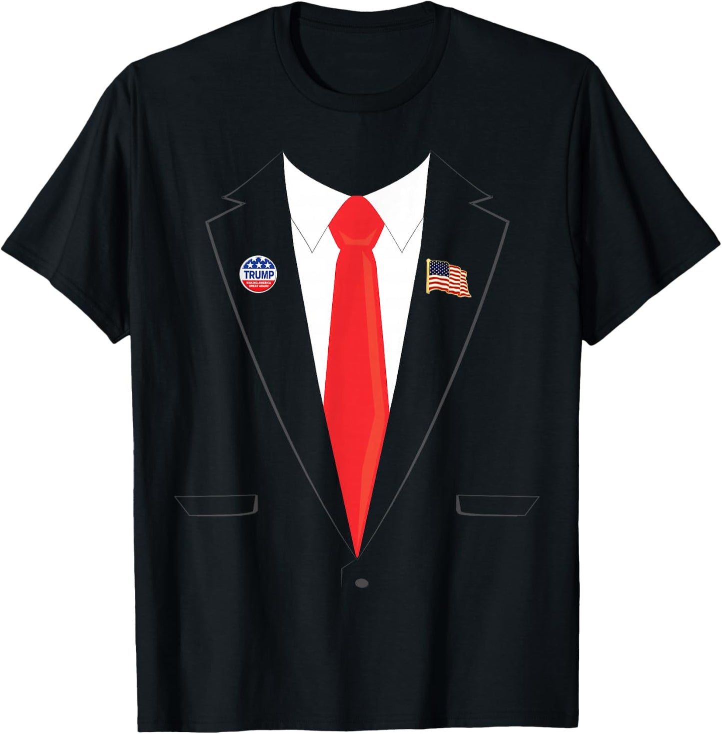 Tuxedo Suit Presidents Day Trump Pin Costume 2020 T-Shirt - T-Shirt | Black