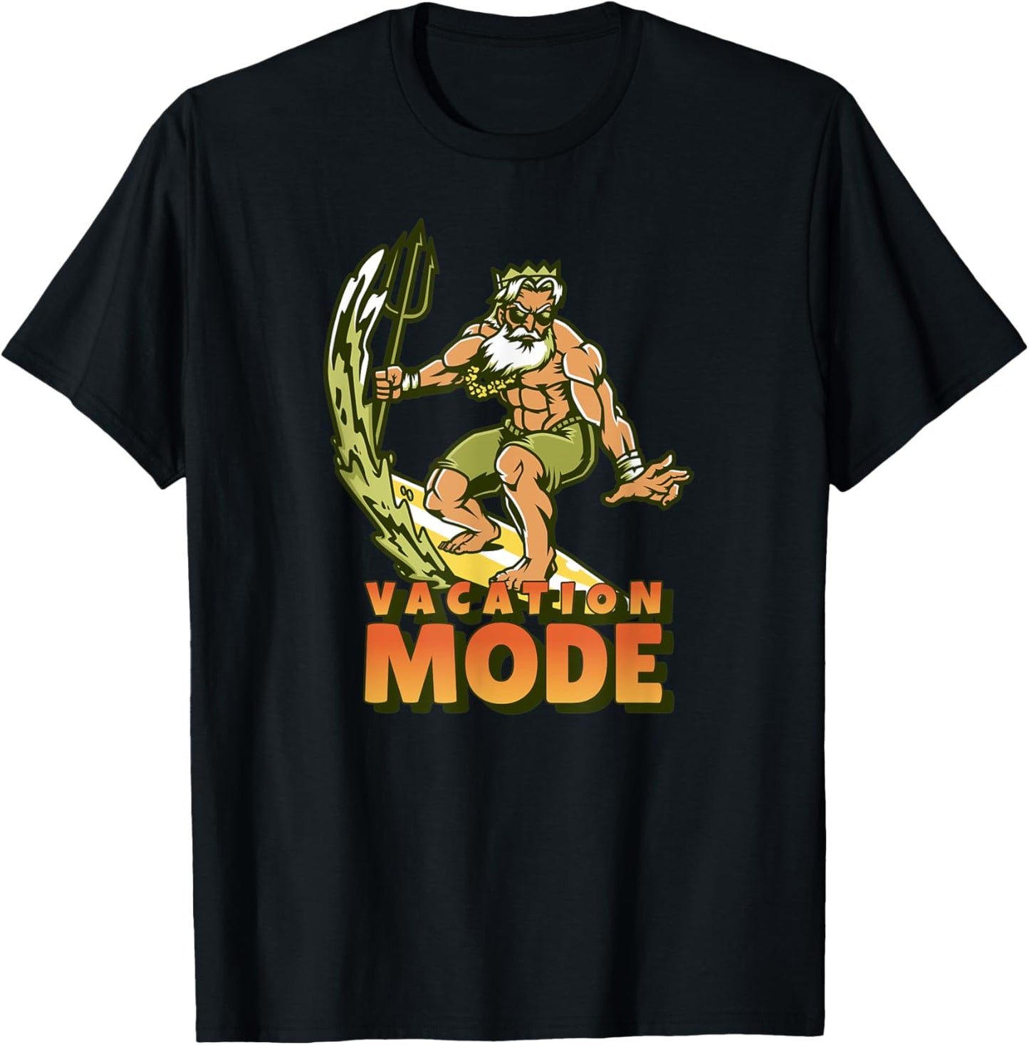 Hawaiian Zeus Hawaii Vacation Mode Greek Mythology God Surf T-Shirt - T-Shirt | Black