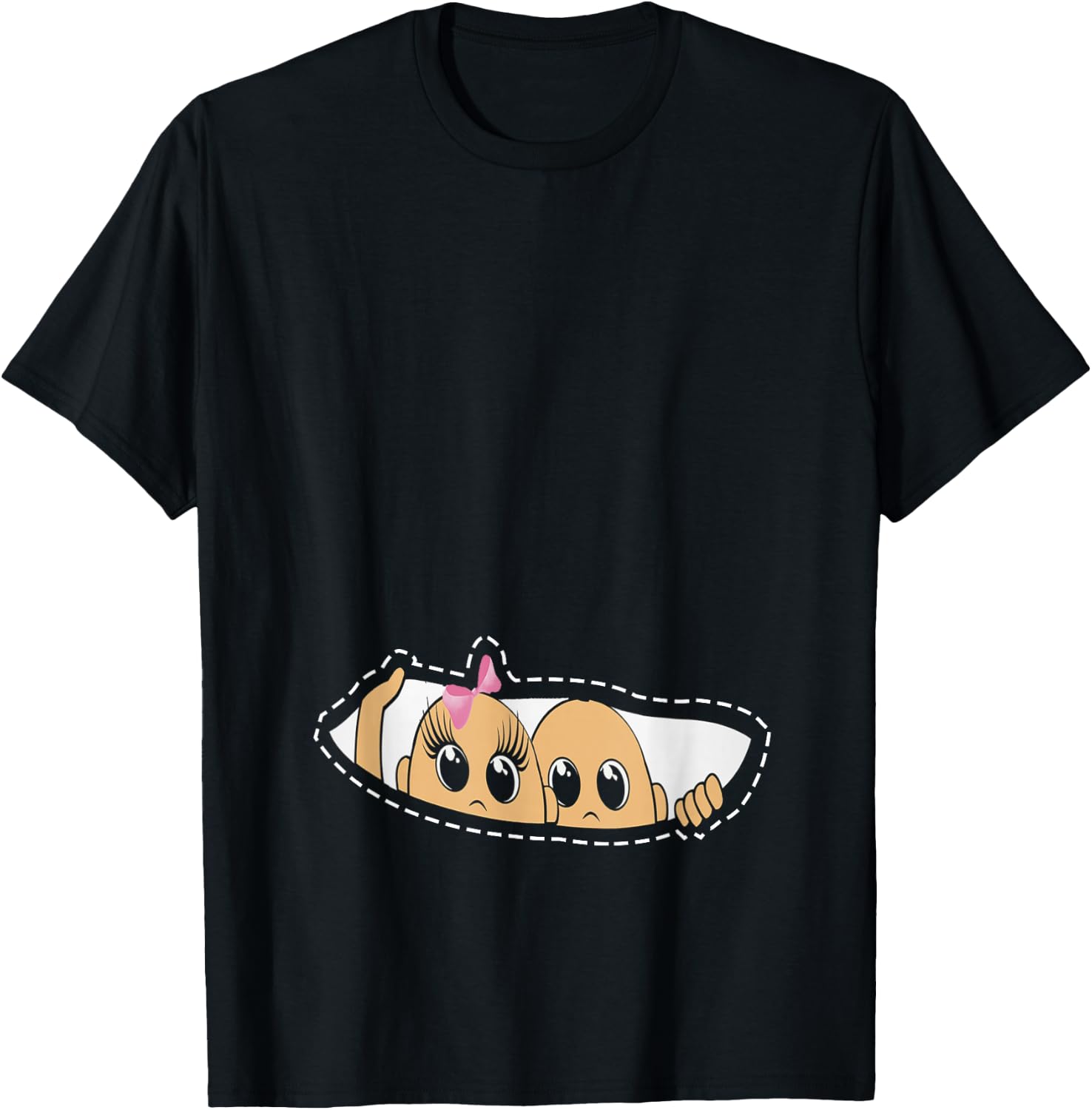 Twin Pregnancy Peeking Boy And Girl Mom To Be Gifts T-Shirt - T-Shirt | Black