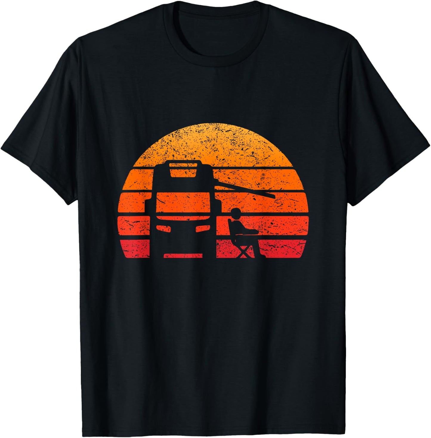 Retro Sunset RV Camper Outfit Vintage Motorhome T-Shirt - T-Shirt | Black