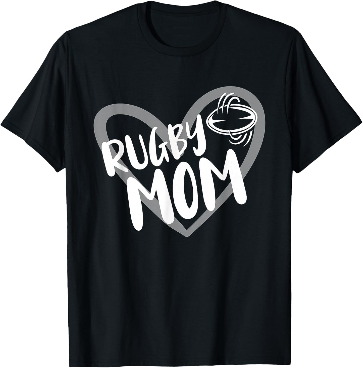 Rugby Mom Heart T-Shirt - T-Shirt | Black