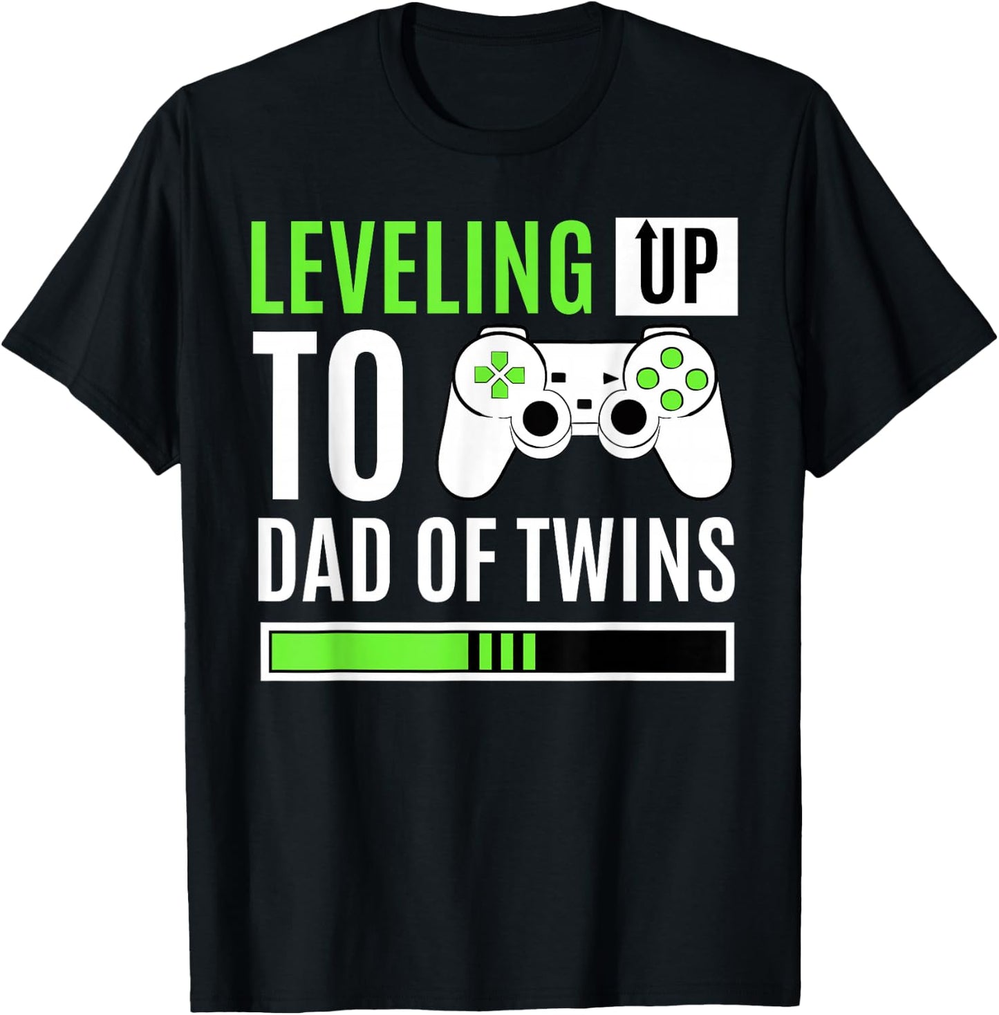 Leveling Up to Dad of Twins Gaming Gender Reveal Celebration Small T-Shirt - T-Shirt | Black