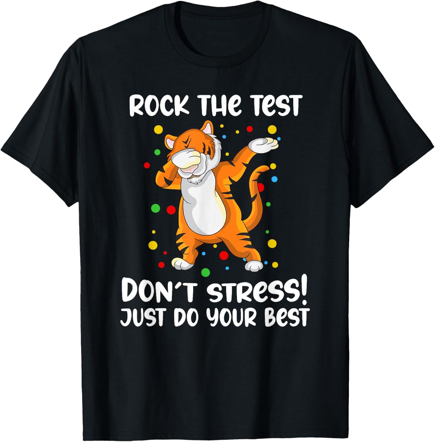 Rock The Test Dabbing Tiger School Professor Teacher Design Men Women Girls Kids T-Shirt - T-Shirt | Black