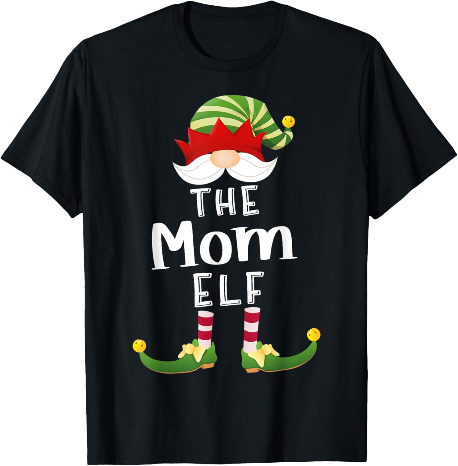 Mom Elf Group Christmas Funny Pajama Party T-Shirt - T-Shirt | Black