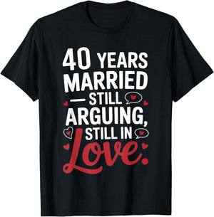 Funny 40th Wedding Anniversary Shirt - Married for 40 Years T-Shirt - T-Shirt | Black