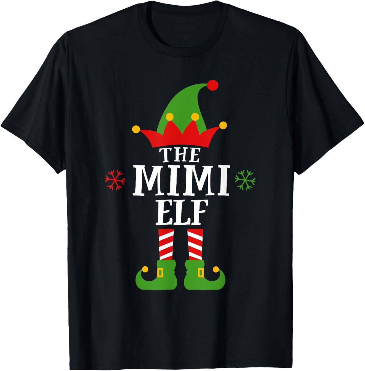 Mimi Elf Funny Matching Family Group Christmas Pajama T-Shirt - T-Shirt | Black