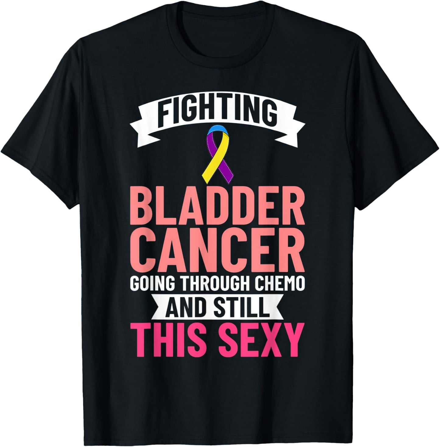 Bladder Cancer Ribbon Awareness Chemo Survivor T-Shirt - T-Shirt | Black