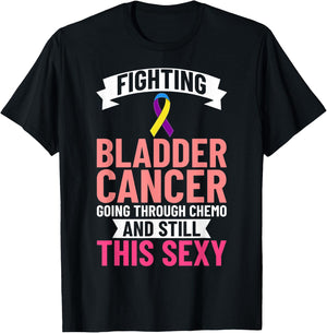 Bladder Cancer Ribbon Awareness Chemo Survivor T-Shirt - T-Shirt | Black