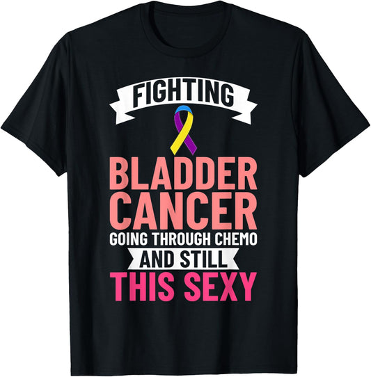 Bladder Cancer Ribbon Awareness Chemo Survivor T-Shirt - T-Shirt | Black