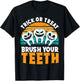 Trick Or Treat Brush Your Teeth Dentist Pun Halloween Dental T-Shirt - T-Shirt | Black