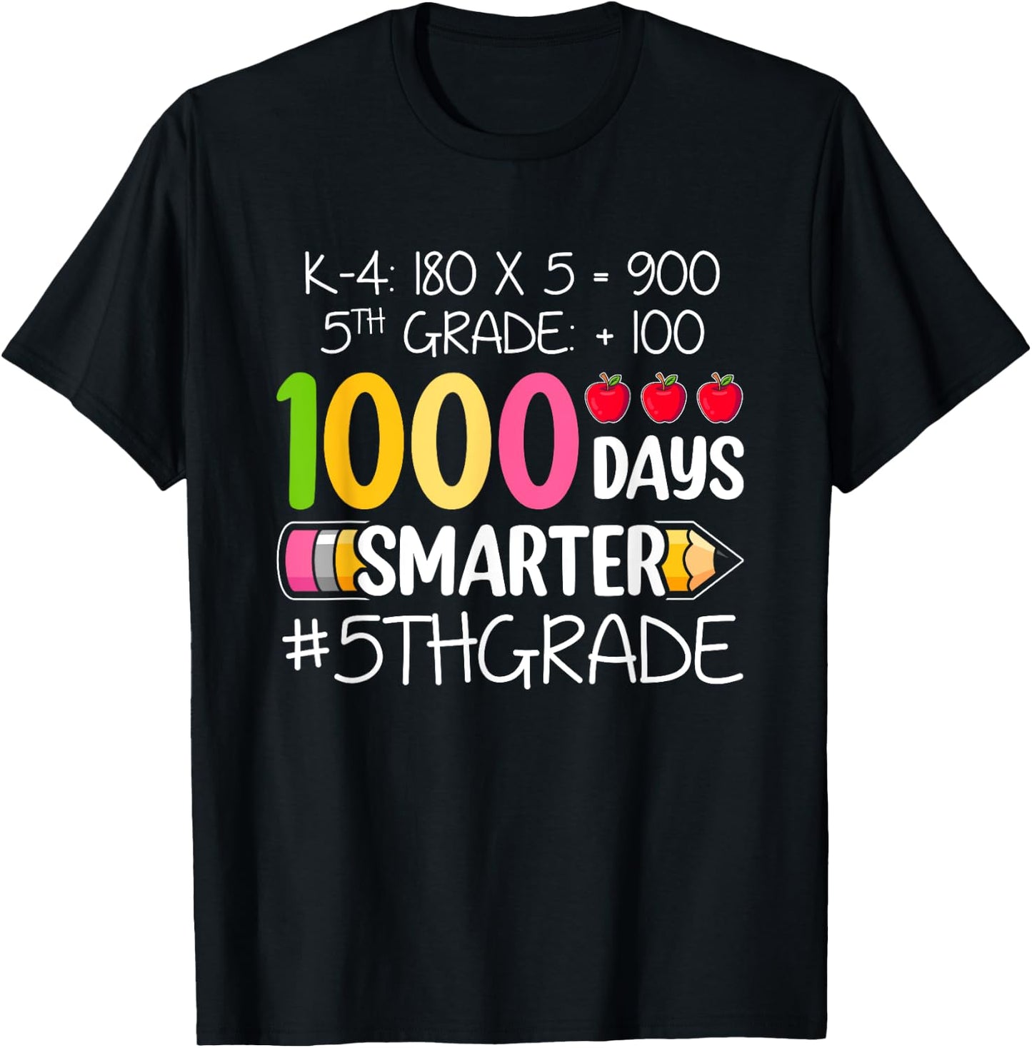 1000 Days Smarter Fifth 5th Grade Teacher Student School T-Shirt - T-Shirt | Black