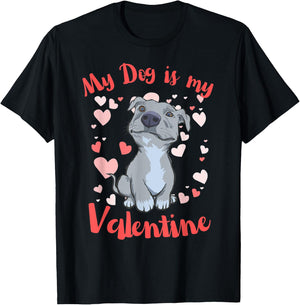 My Dog is My Valentine Pitbull Mom T-Shirt - T-Shirt | Black