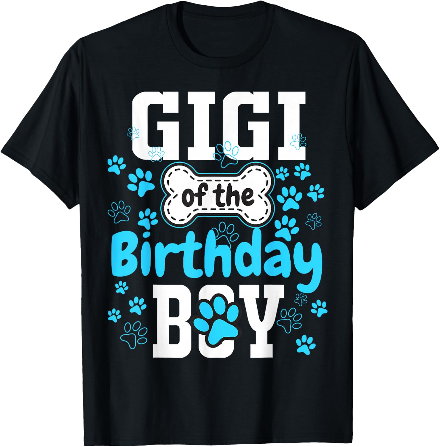 Gigi of The Birthday Boy Dog Paw Pet Matching Family Party T-Shirt - T-Shirt | Black