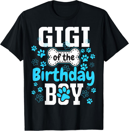Gigi of The Birthday Boy Dog Paw Pet Matching Family Party T-Shirt - T-Shirt | Black