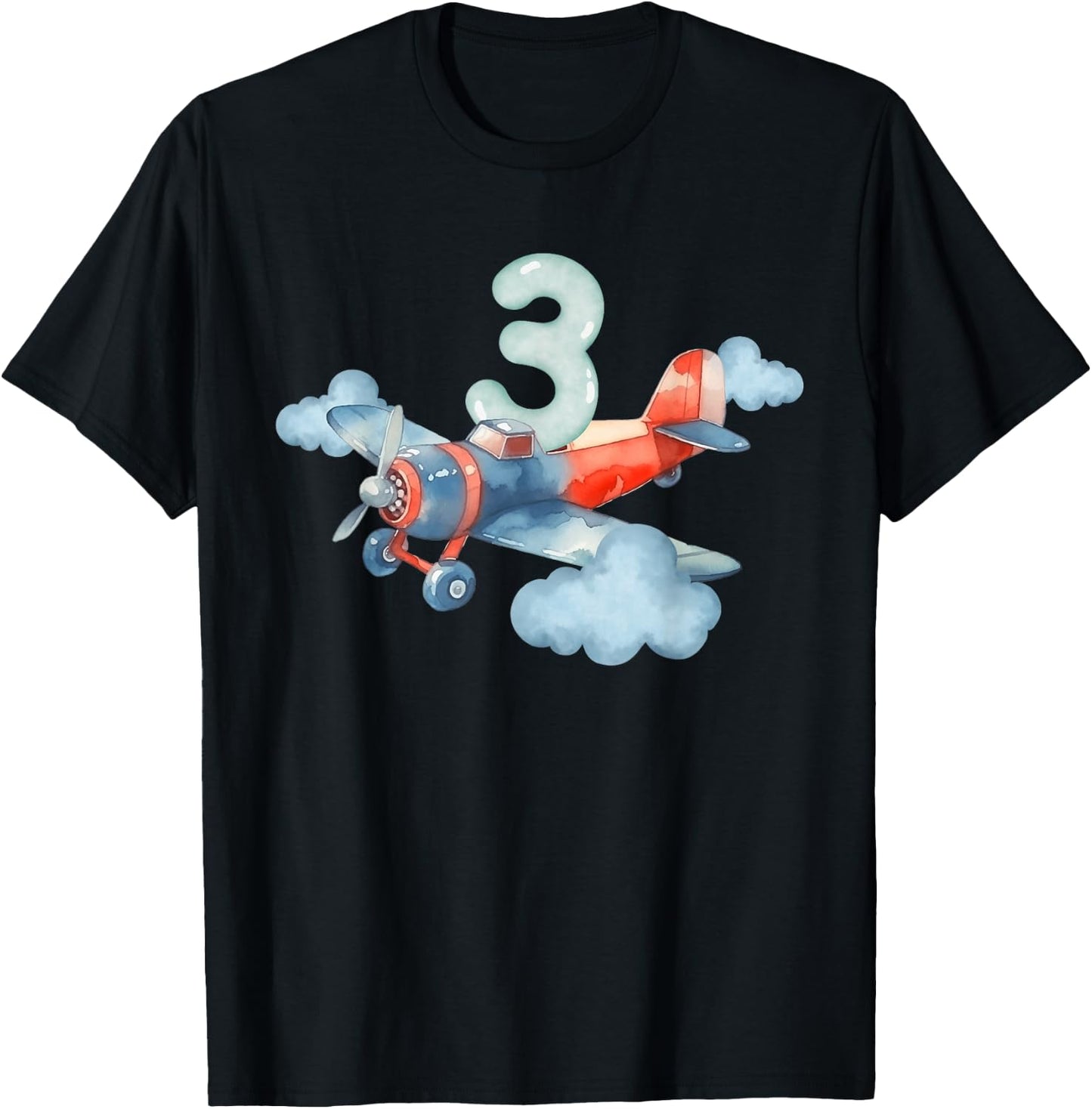 3rd Birthday Boys Airplane Pilot 3 Year Old Boy T-Shirt - T-Shirt | Black