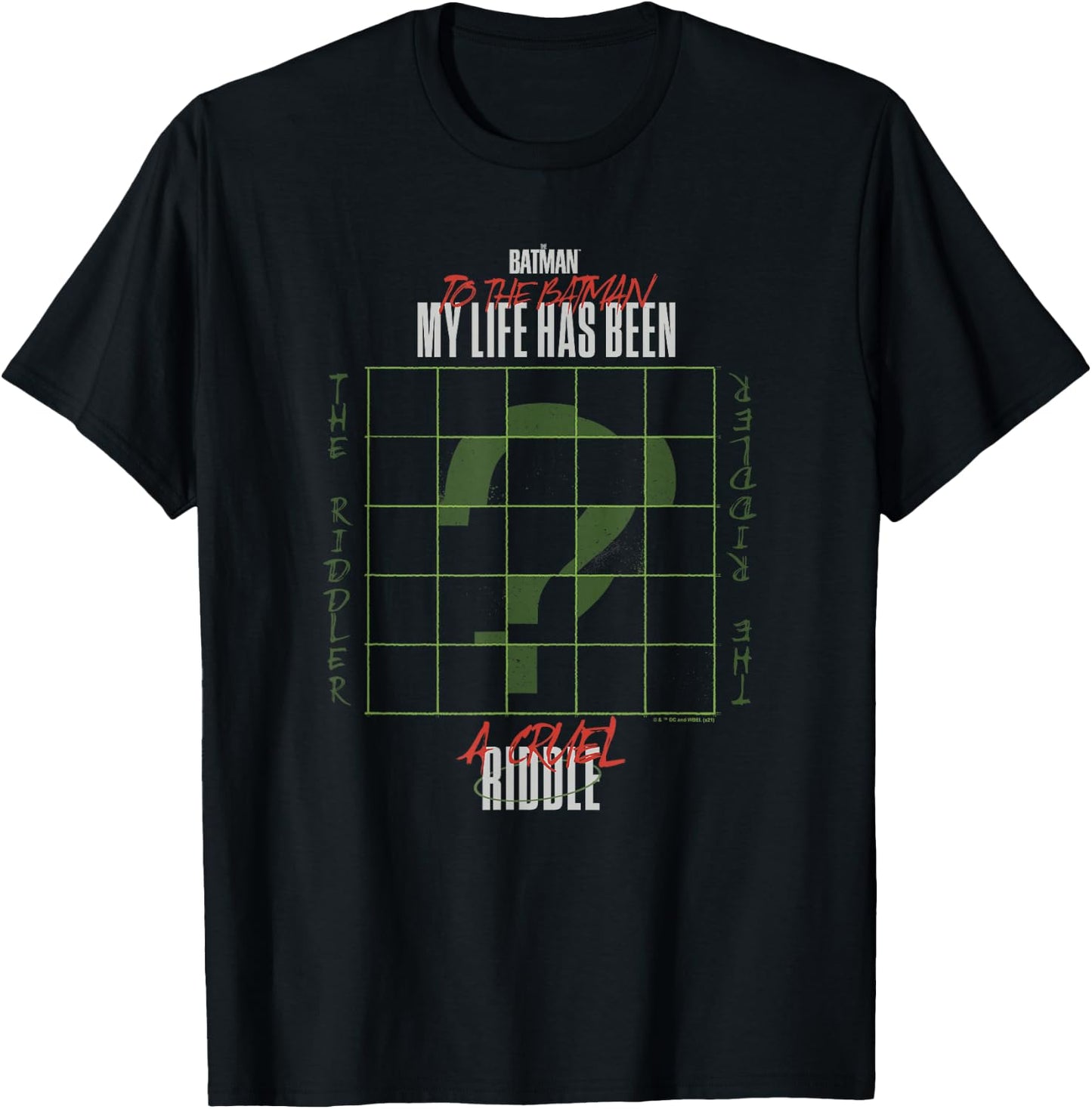 The Batman The Riddler Grid Question Mark Logo T-Shirt - T-Shirt | Black