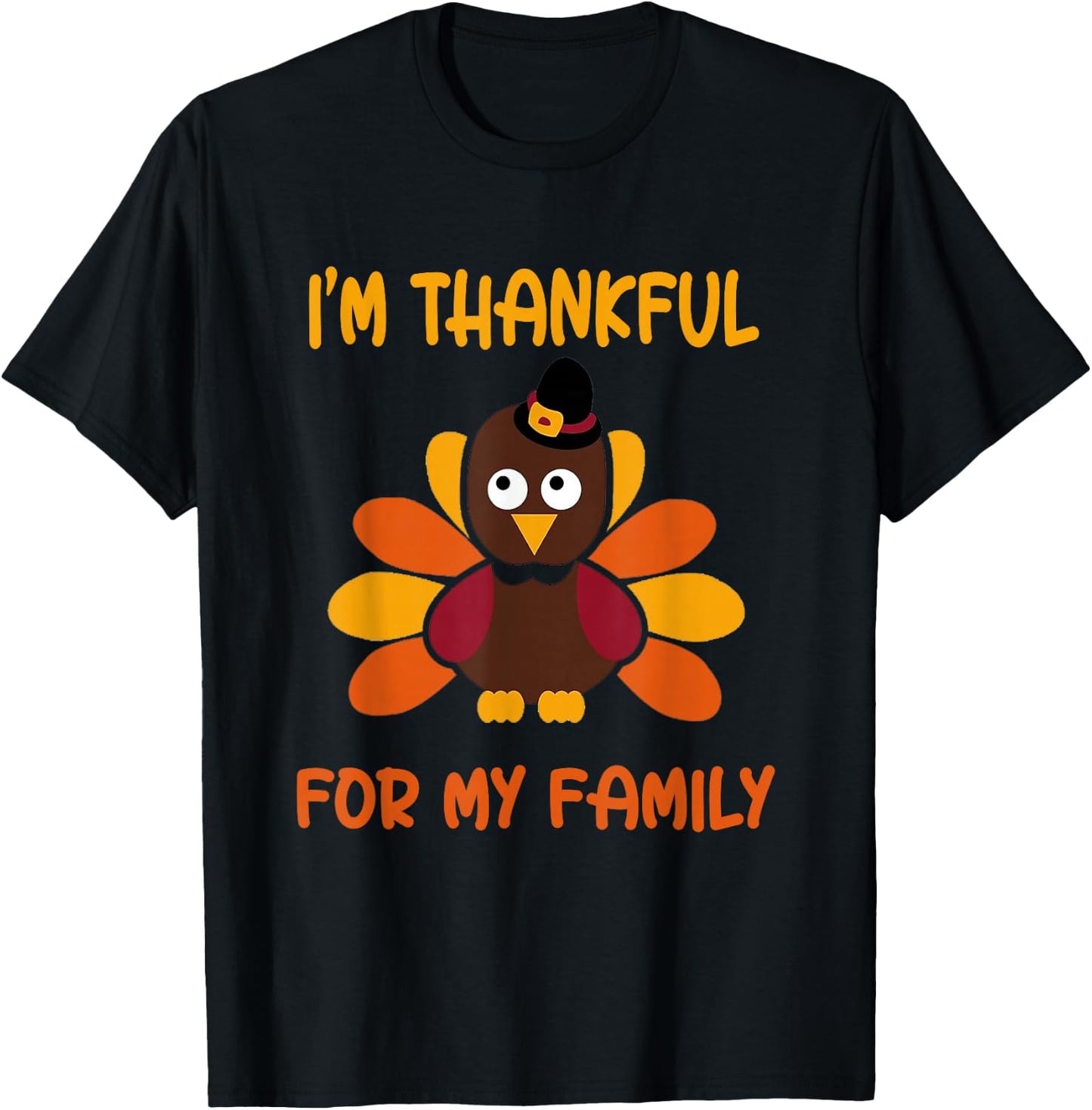thankful for my family turkey thanksgiving turkey Lovers T-Shirt - T-Shirt | Black