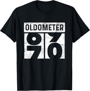 Oldometer Odometer Funny 70th Birthday Present Turning 70 T-Shirt - T-Shirt | Black
