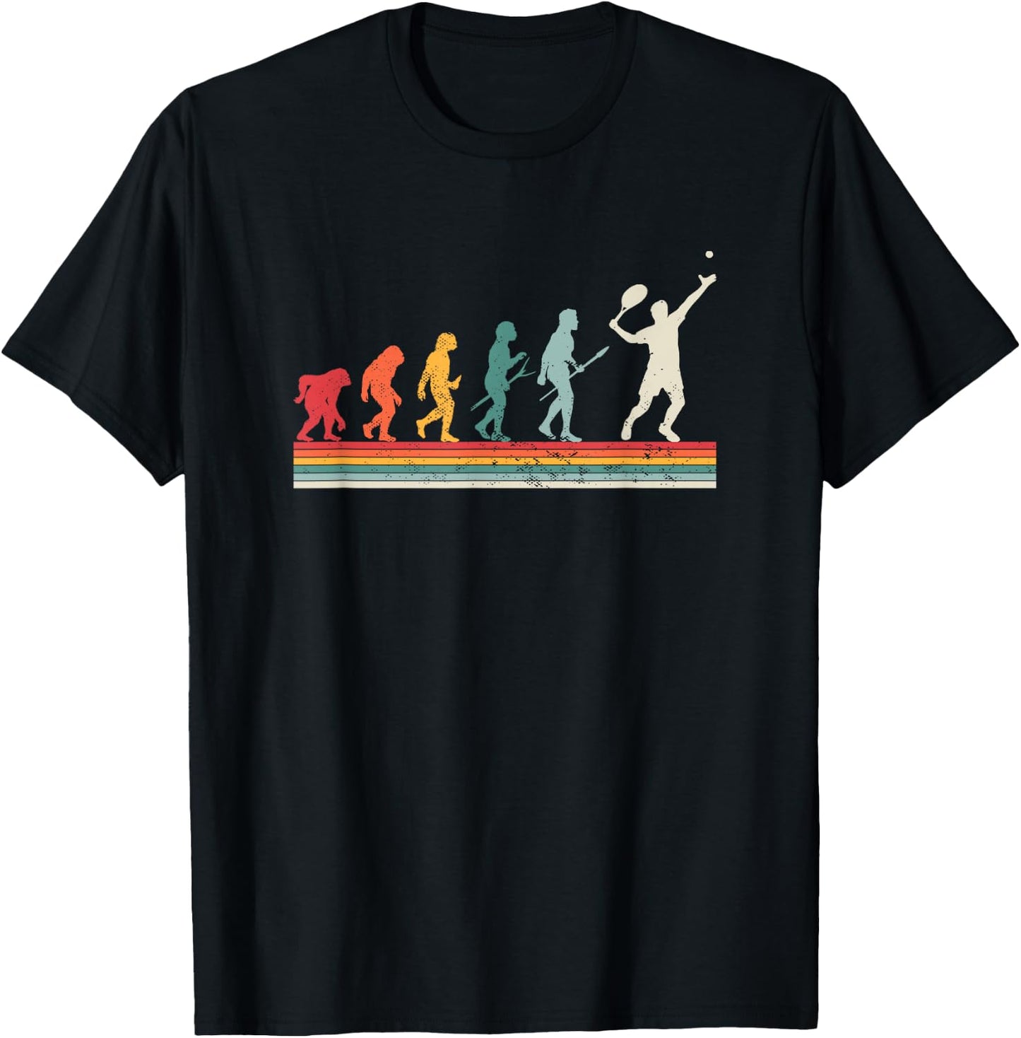 Human Evolution Tennis - Sport Game Vintage Tennis Player T-Shirt - T-Shirt | Black