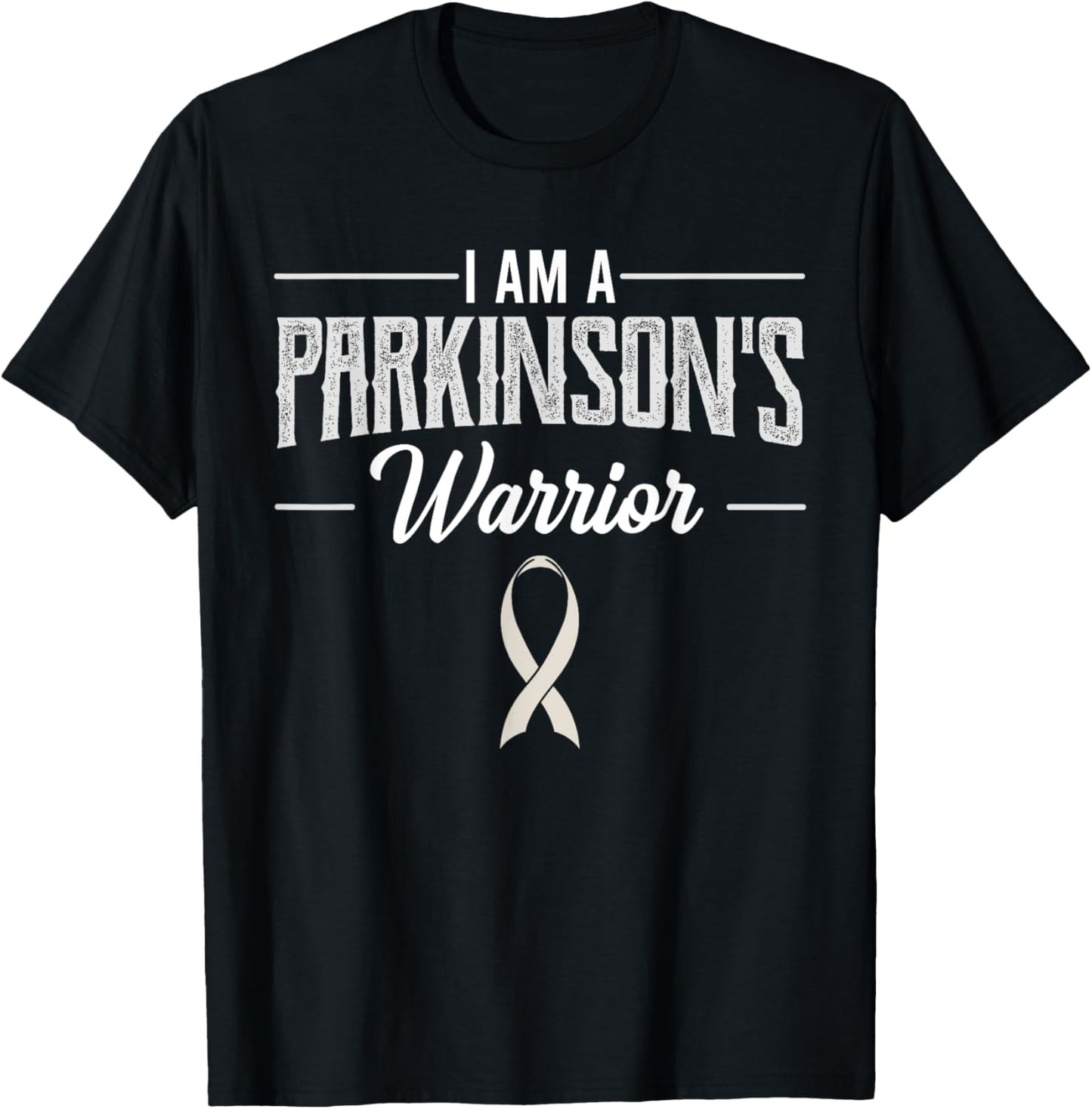 I Am A Parkinson's Warrior Gray Awareness Ribbon Idiopathic T-Shirt - T-Shirt | Black