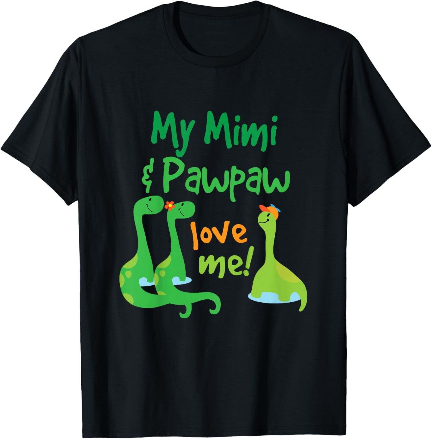 Kids Mimi and Pawpaw Love Me Dinosaur Grandson T-Shirt - T-Shirt | Black