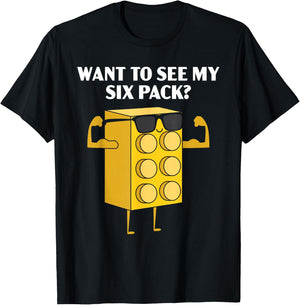Want to See My Six Pack Bricks Lover Master Builder T-Shirt - T-Shirt | Black