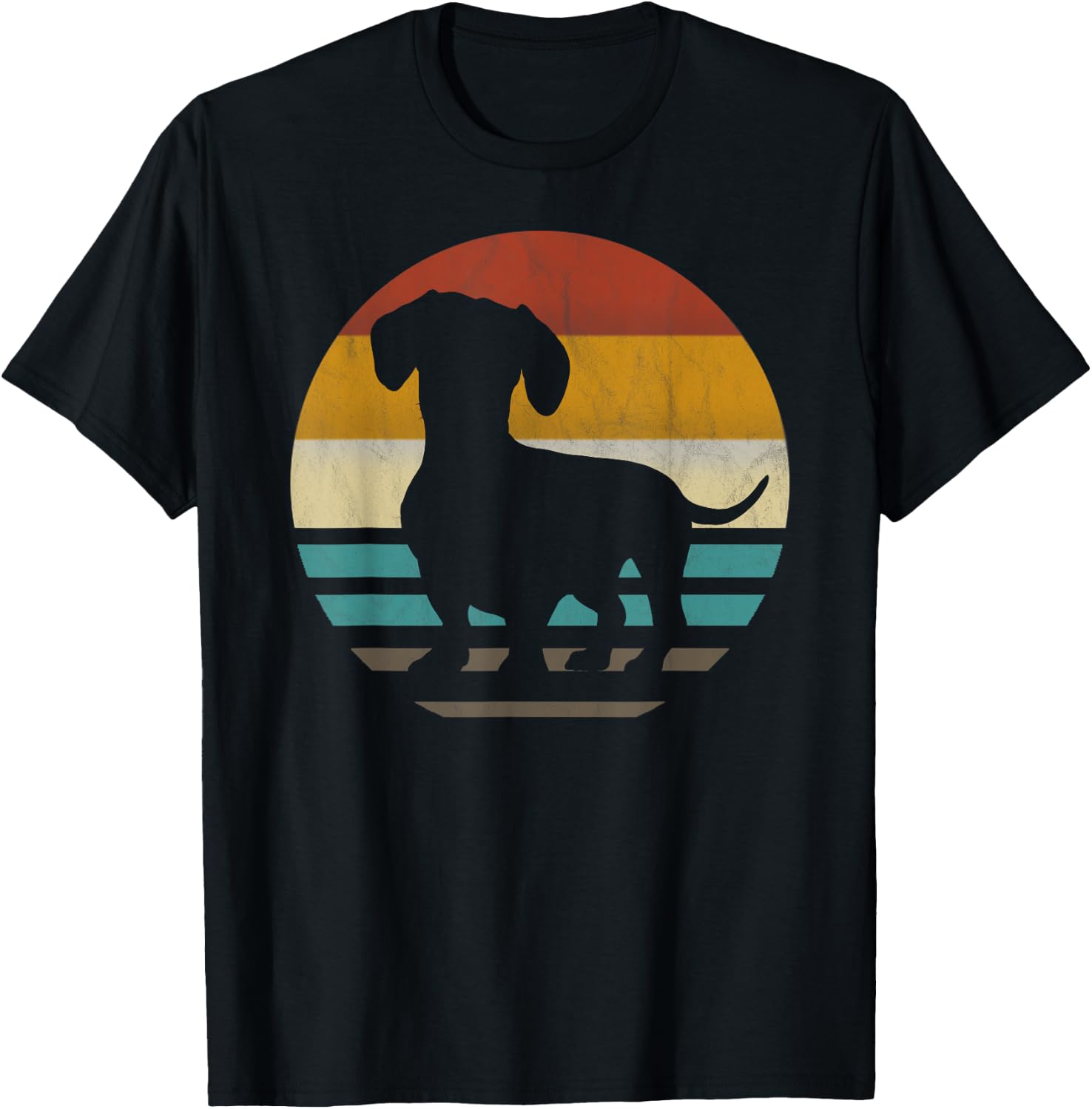 Dachshund Dachshund Silhouette Dog retro Gift T-Shirt - T-Shirt | Black