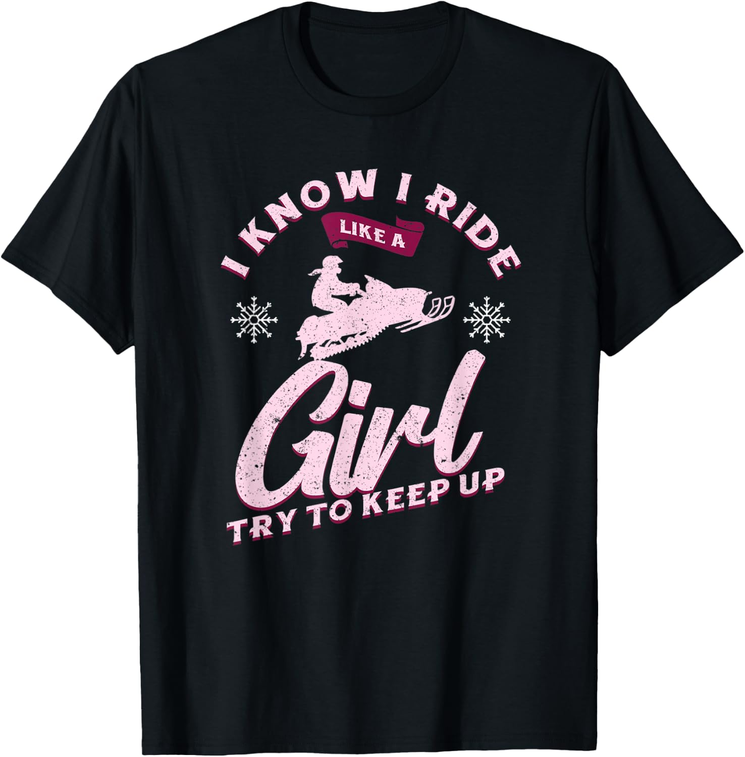 Snowmobile Ride Like A Girl Women's Winter Sports Motor Sled T-Shirt - T-Shirt | Black