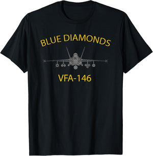VFA-146 Blue Diamonds Strike Fighter Squadron F-18 Hornet T-Shirt - T-Shirt | Black