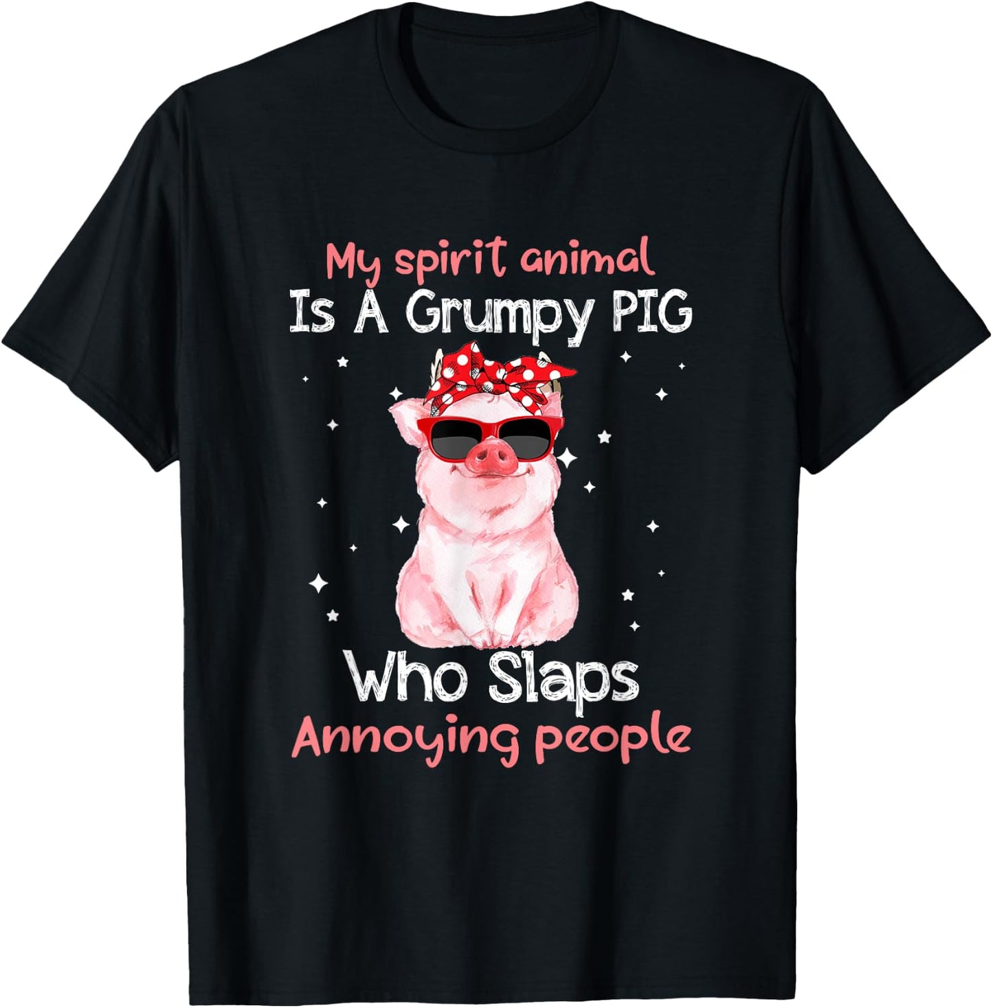 Pig Lover My Spirit Animal Is Grumpy Pig Funny T-Shirt - T-Shirt | Black