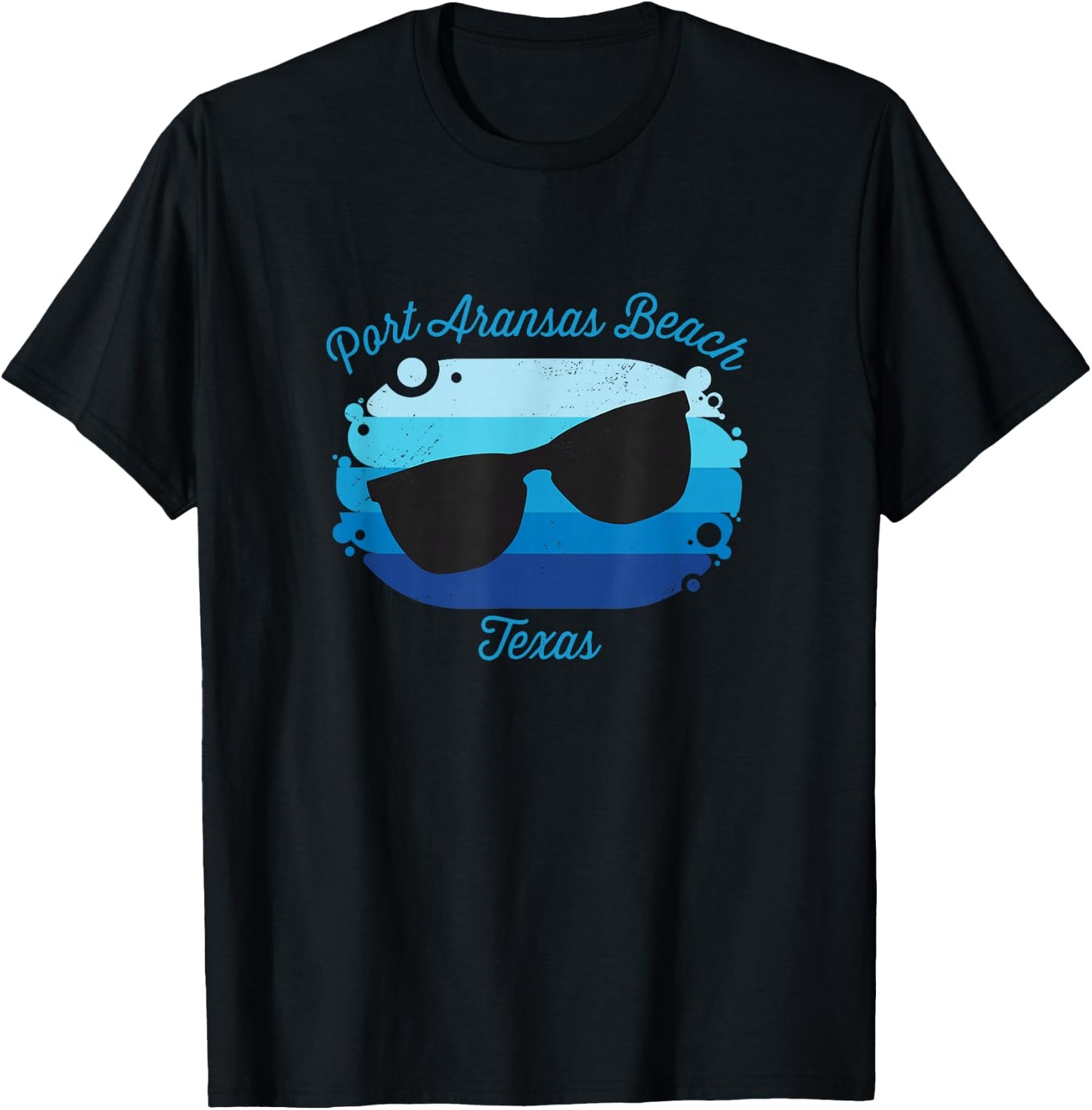 Port Aransas Beach TX Texas Souvenir Nautical Surfer Graphic T-Shirt - T-Shirt | Black