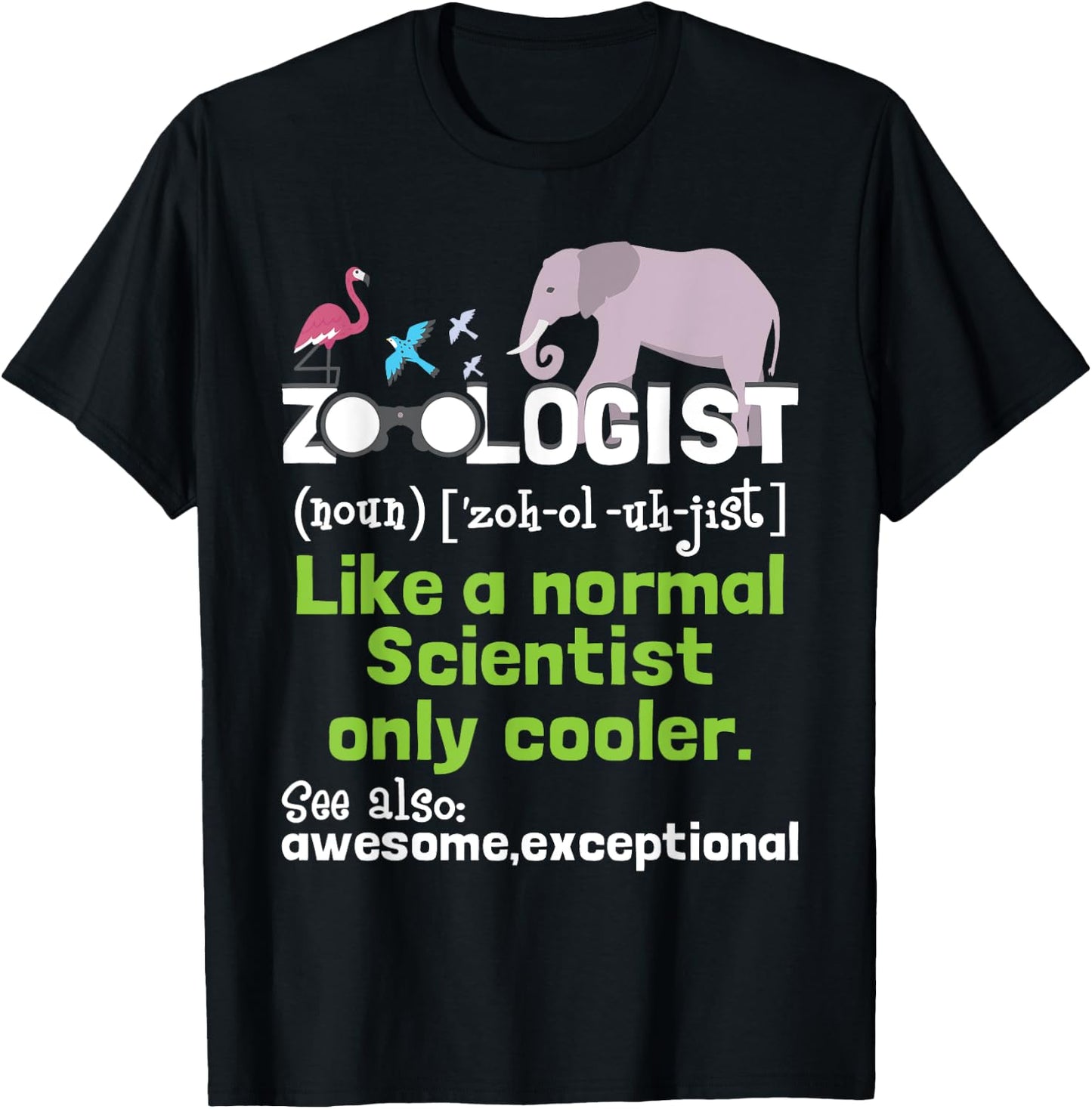 Zoologist Definition Zoology Zookeeper Wildlife T-Shirt - T-Shirt | Black