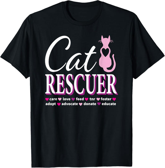 Cat Rescue Gift Feral Kittens Homeless Cats TNR Advocate T-Shirt - T-Shirt | Black