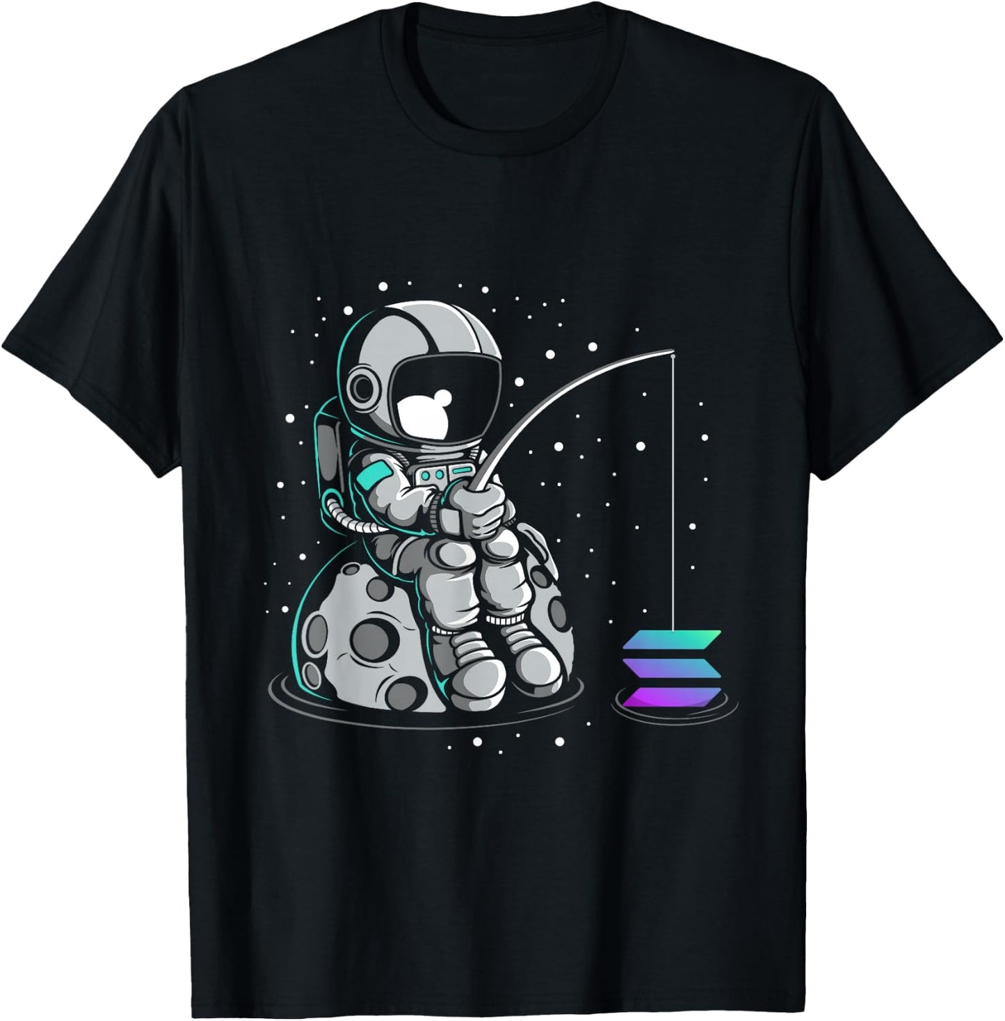 Solana Fishing Crypto Bullrun SOL Token Rich Millionaire T-Shirt - T-Shirt | Black