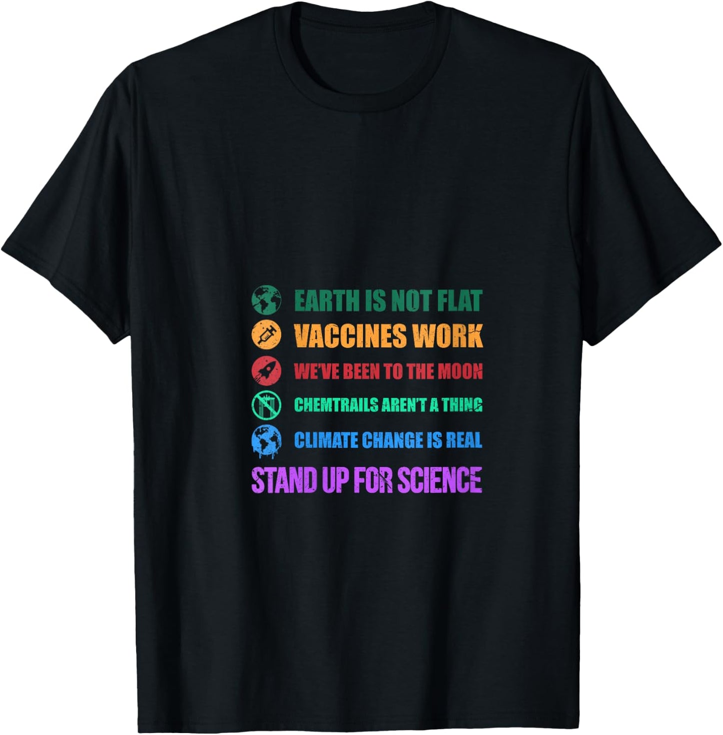 Women's Earth is Not Flat Stand up for Science V-Neck T-Shirt - T-Shirt | Black