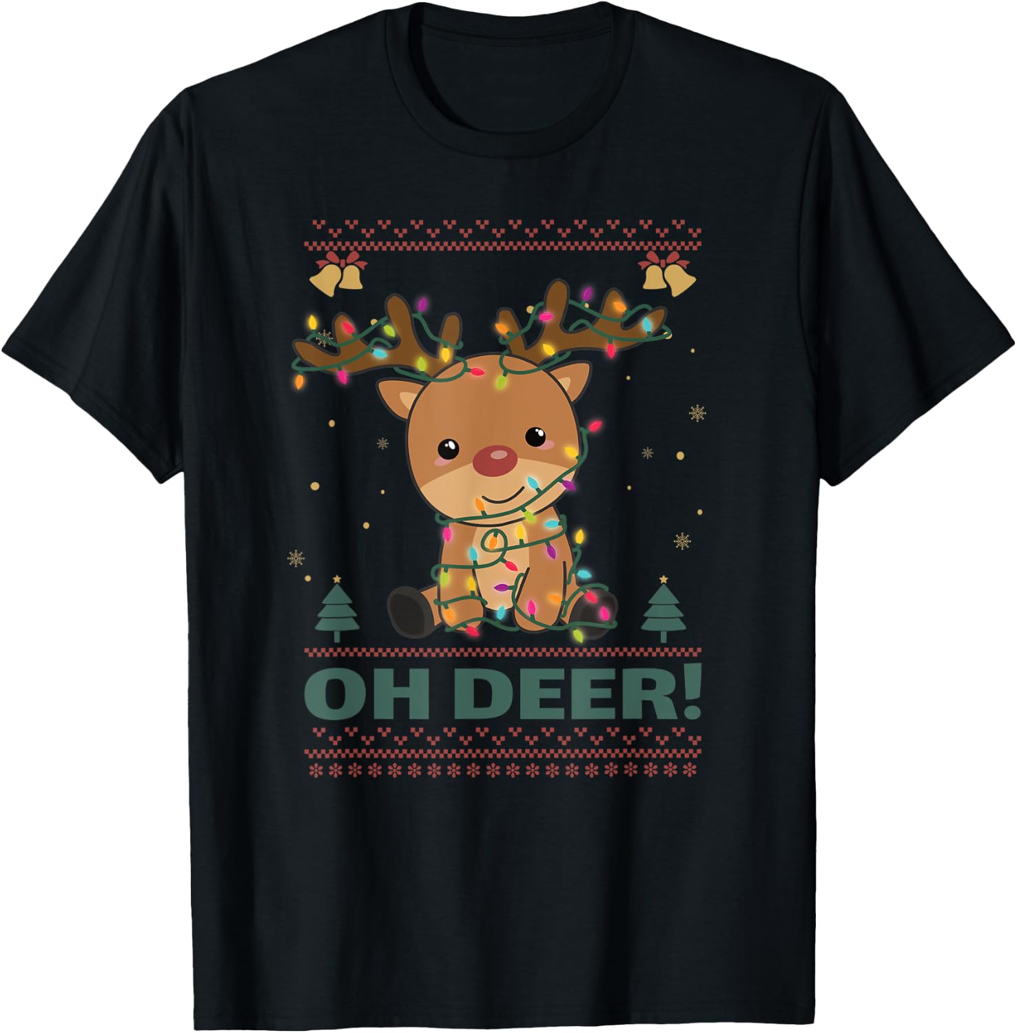 Oh Deer Funny deer Christmas Pun T-Shirt - T-Shirt | Black
