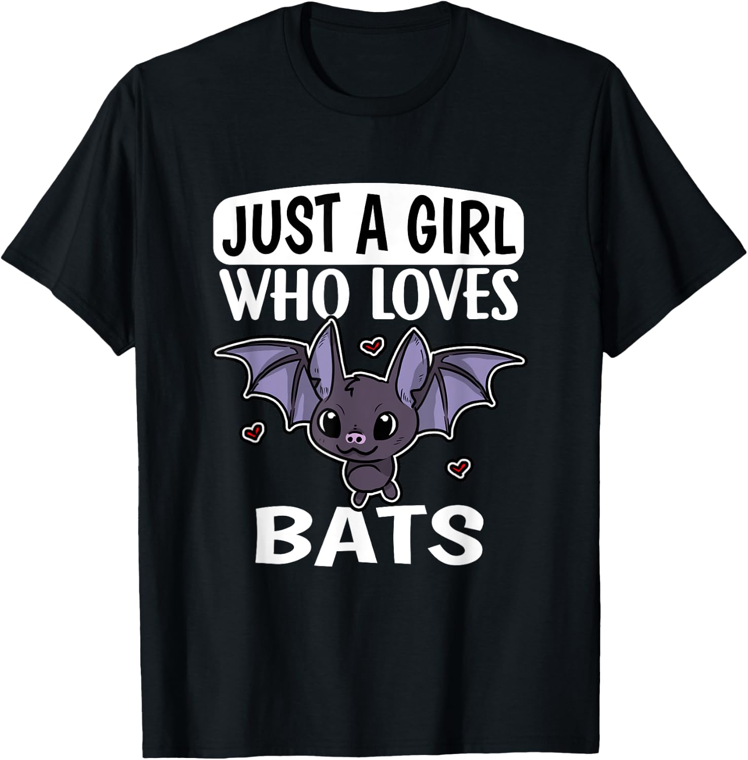 Just A Girl Who Loves Bats Funny Bat Costume T-Shirt - T-Shirt | Black