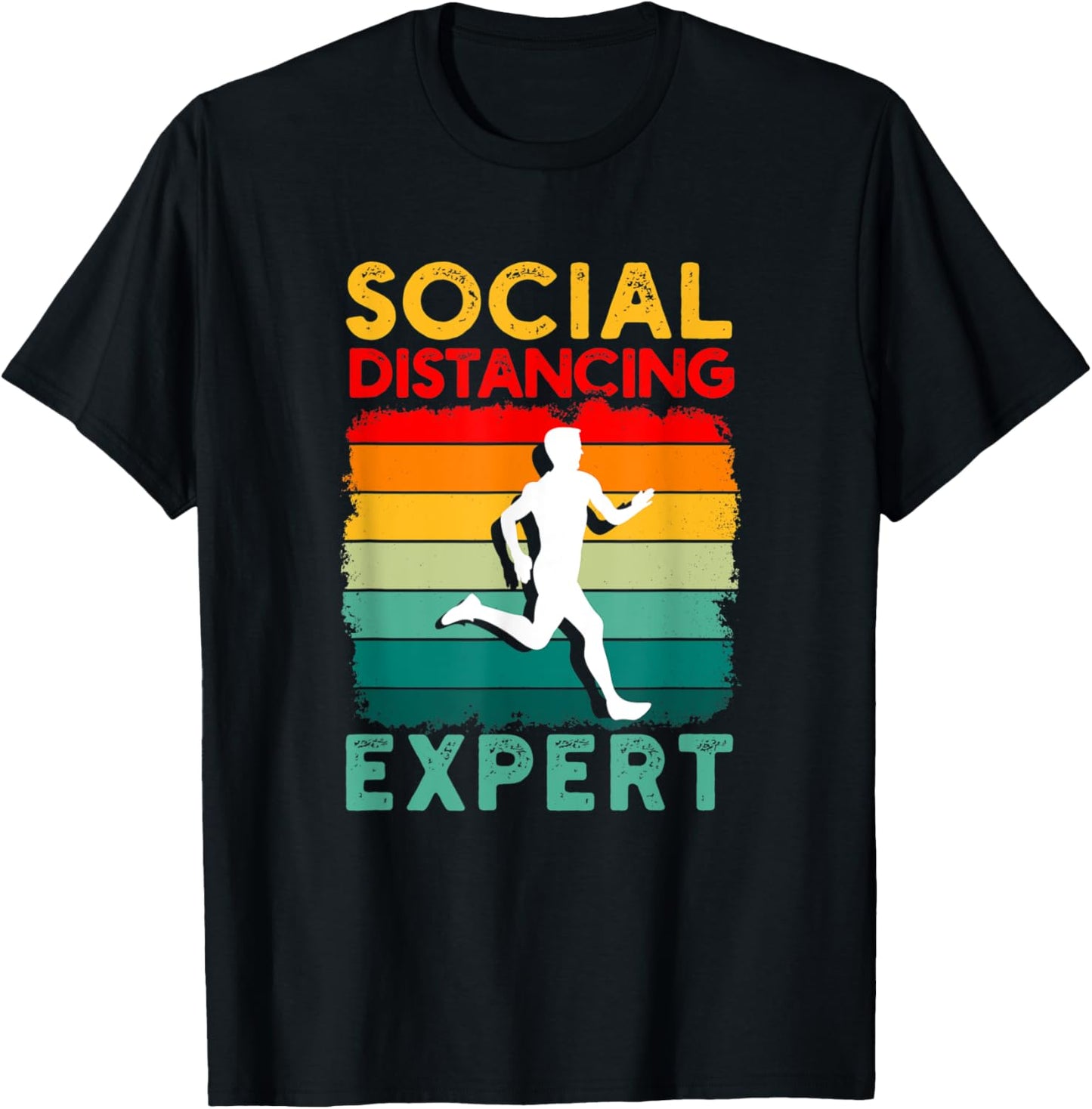 Running Sports Pun Social Distancing Expert Funny Runner T-Shirt - T-Shirt | Black