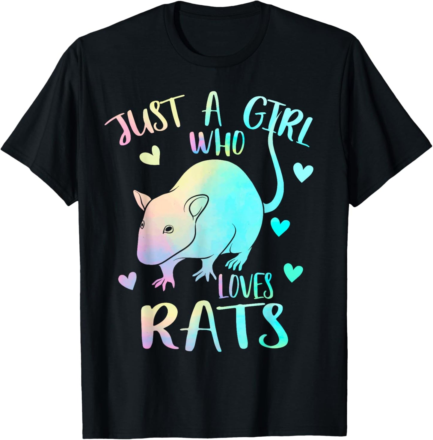 Just a Girl Who Loves Rats Themed Cute Rat Lover Mice Girls T-Shirt - T-Shirt | Black