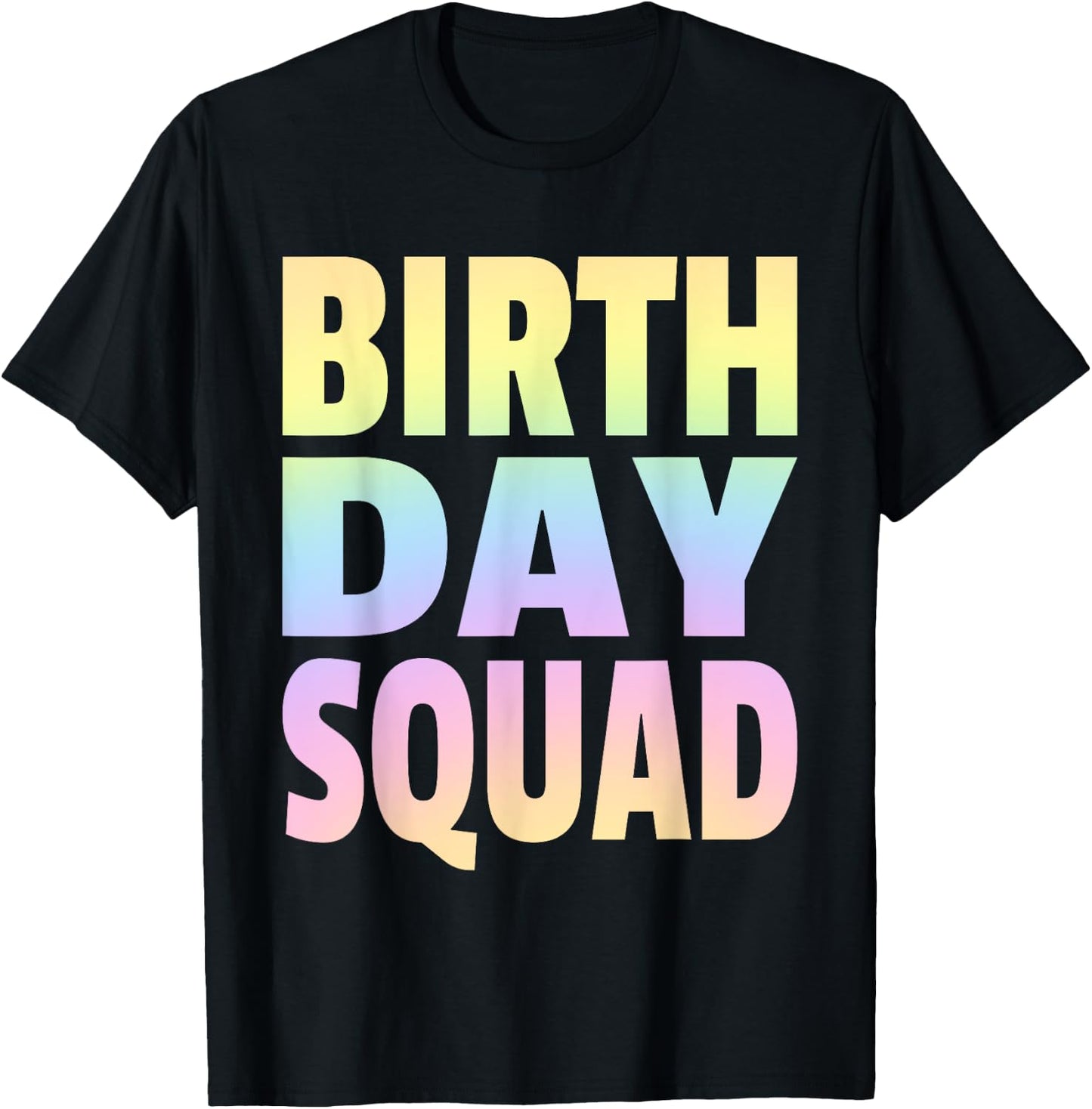 Birthday Squad Matching Group - Pastel Rainbow T-Shirt - T-Shirt | Black
