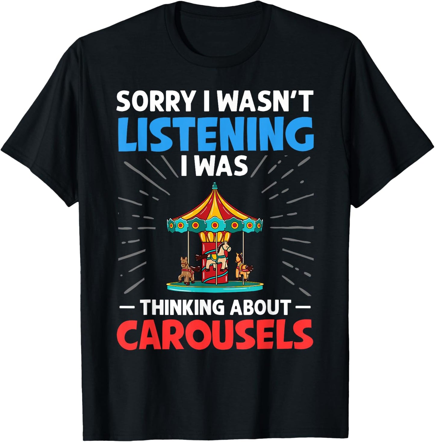 Carousel Horse Tornado Carnival Ride Amusement Park T-Shirt - T-Shirt | Black