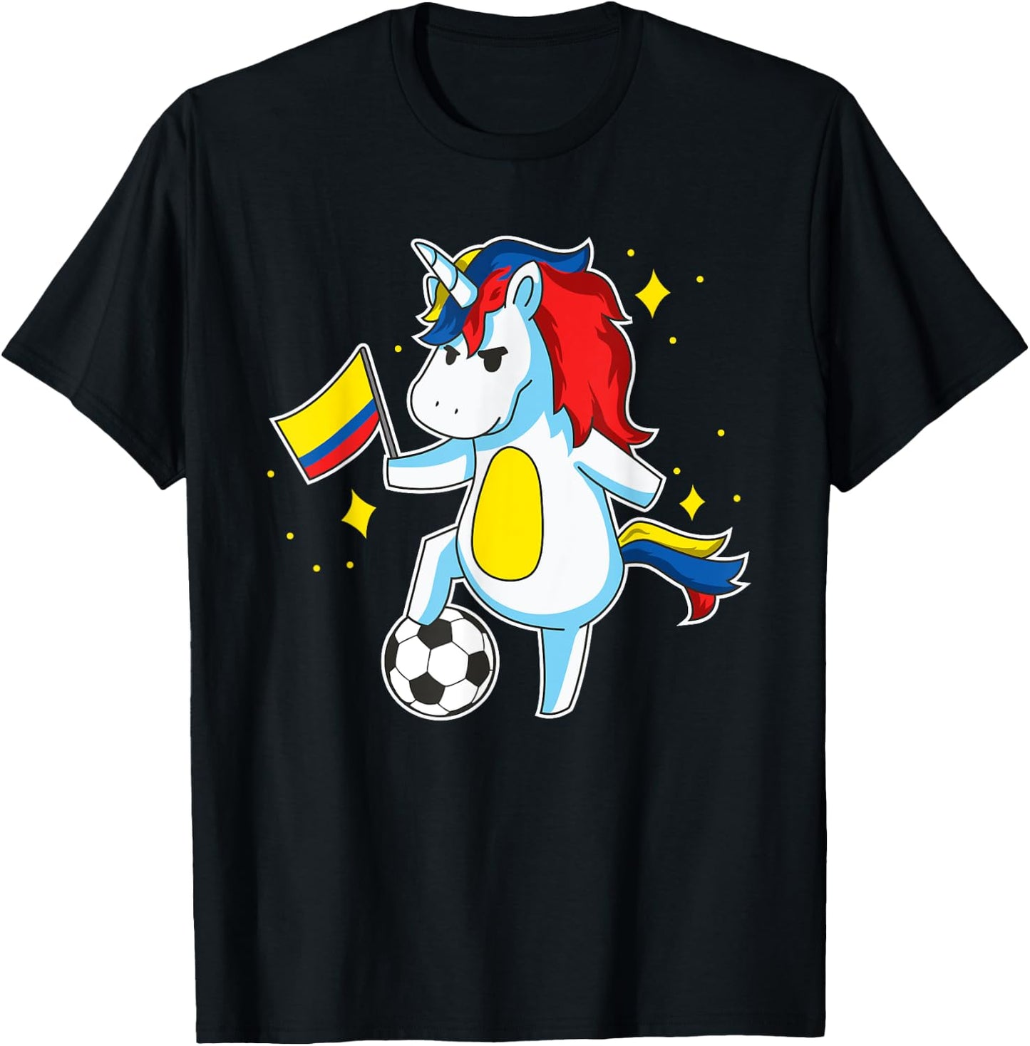 Soccer Unicorn Colombia Jersey Design Colombian Football T-Shirt - T-Shirt | Black