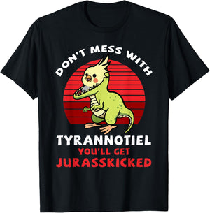 Cockatiel Cockatoo Lutino Quarrion Dinosaur Dino Parrot Gift T-Shirt - T-Shirt | Black