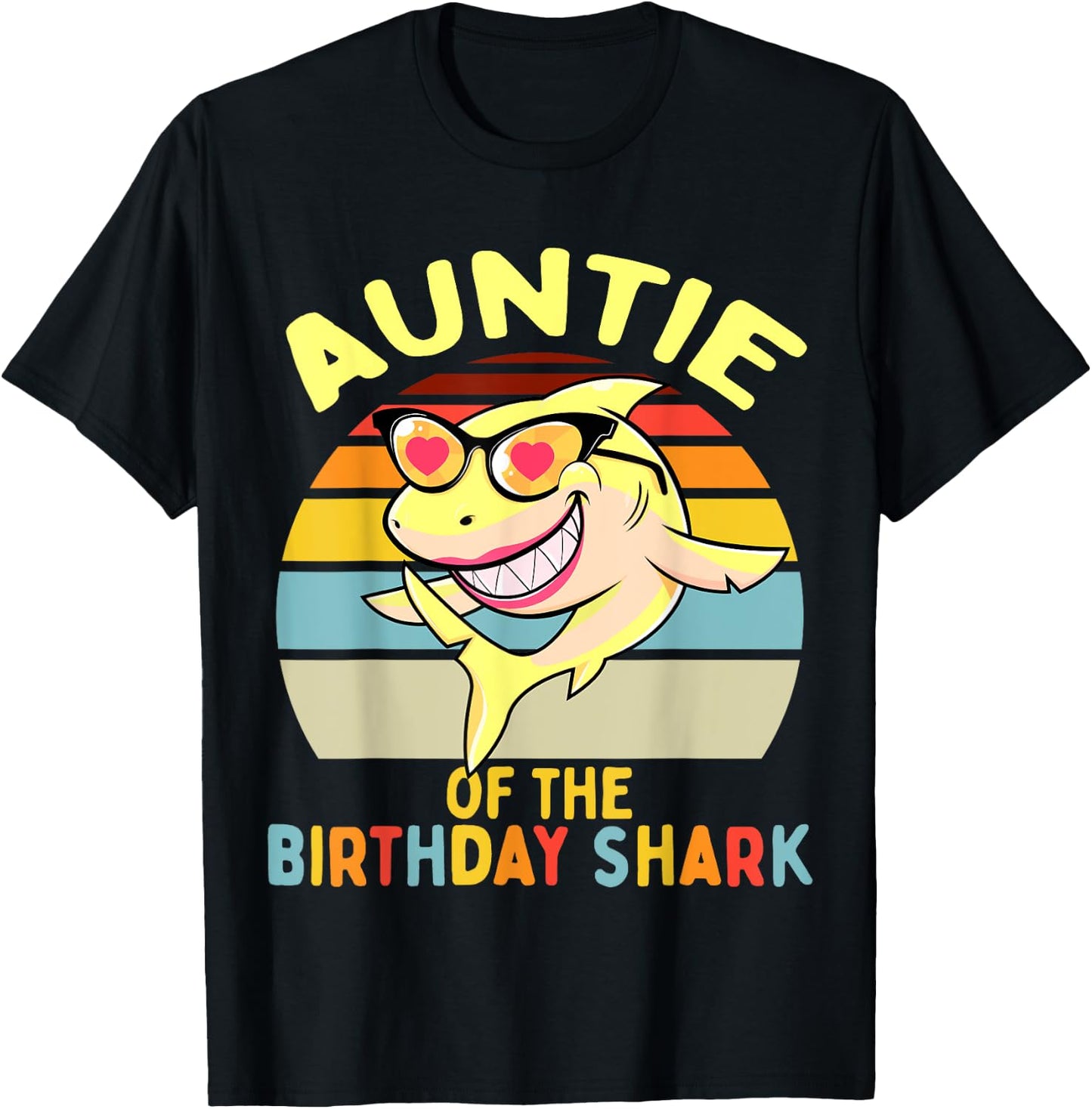 Auntie of the Shark Birthday Aunt Matching Family T-Shirt - T-Shirt | Black